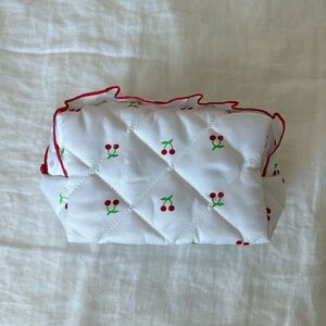 Quilted cherry gingham travel toiletry bag